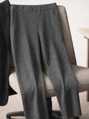 Pull On Work Pants Womens 14 Gray Stretch Office Career Minimalist Alfred Dunner